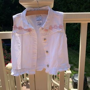 Girls white cotton denim look vest,size 6x